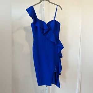 Aidan Mattox Royal Blue One Shoulder Dress